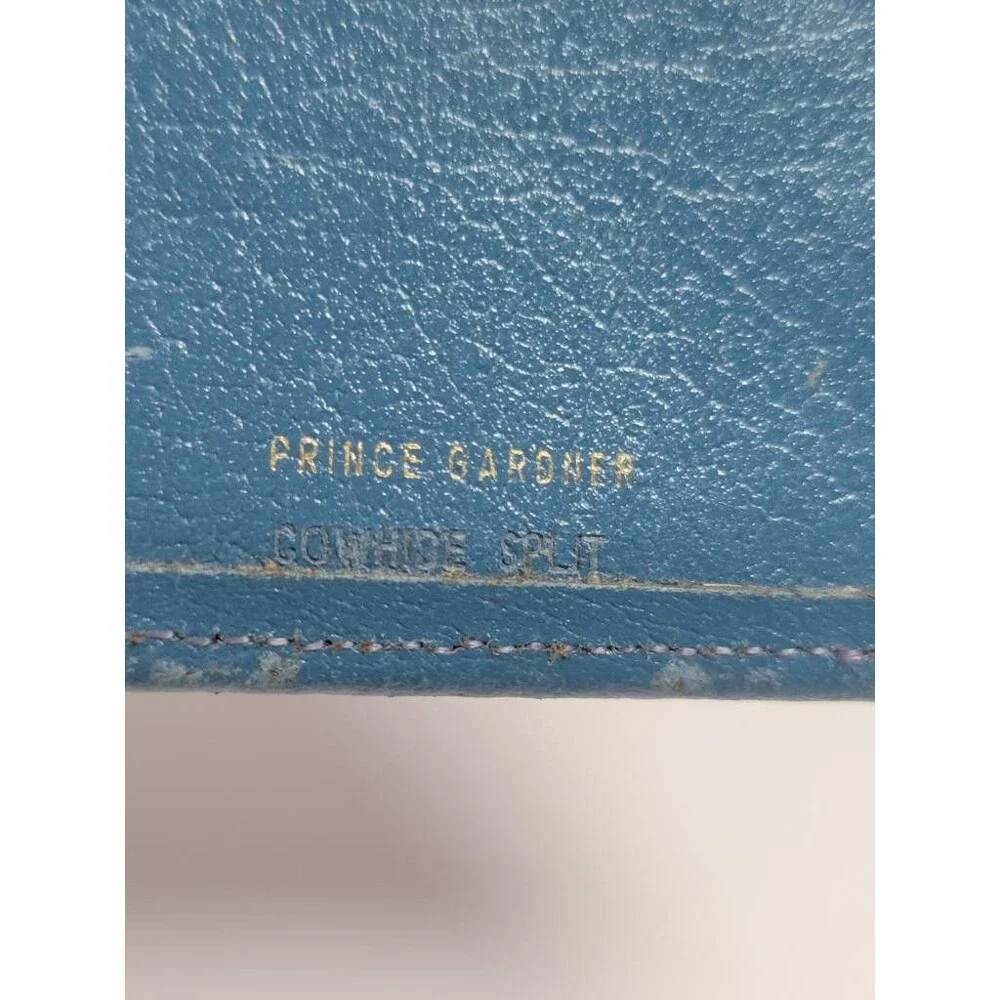 Prince Gardner Vintage Blue Leather Checkbook Wallet Passport Holder Cowhide